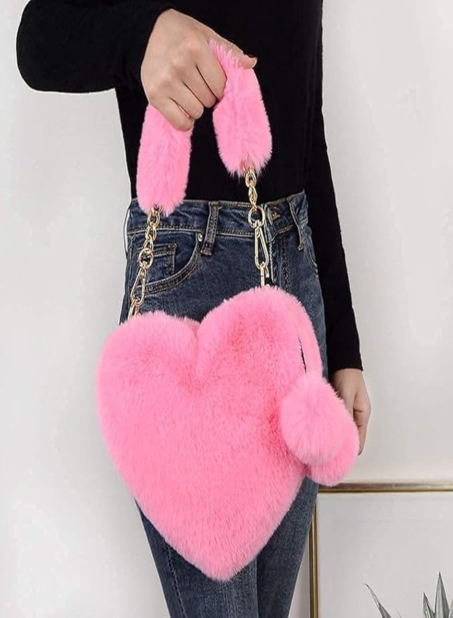 black sparrow Heart Shape Sling Bag,Girl Women Fur Purse with Shoulder Chain,Soft Hand Bag, Stylish Bags for Girls - Image 3